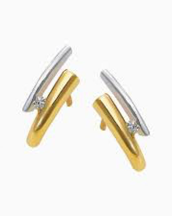 Half paar 14 krt bicolor gouden Eclat oorsieraad, voorzien van een 0.03 ct briljant geslepen diamant TW/Si - 210254