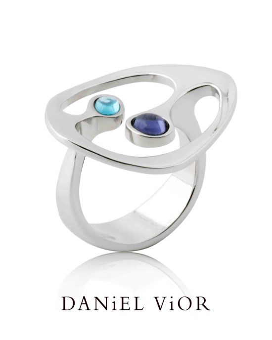 D.Vior ring in gerhodineerd zilver model Dilende met topaas en tanzaniet - 210268