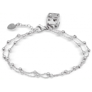 18 krt geelgouden Monzario fantasie armband, dubbelrijig anker-bolletjes en verfraaid met een drie-dimensionale sterretjes kubus - 213734