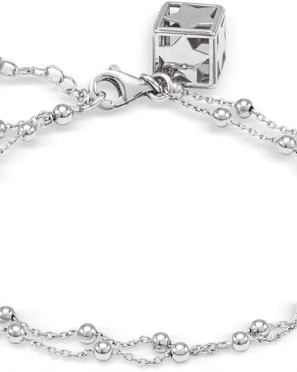 18 krt geelgouden Monzario fantasie armband, dubbelrijig anker-bolletjes en verfraaid met een drie-dimensionale sterretjes kubus - 213734