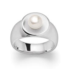 bastian Zilveren ring met cultivé parel, mat-poli - 210334