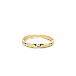 14 krt geelgouden Miss Spring ring model Bibi waarin een 0.03 ct P/W briljant geslepen diamant is gezet - 210340