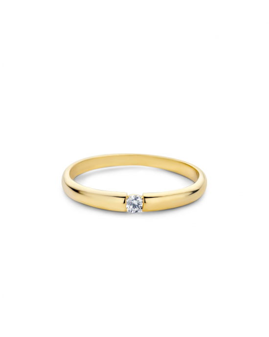 14 krt geelgouden Miss Spring ring model Bibi waarin een 0.03 ct P/W briljant geslepen diamant is gezet - 210340