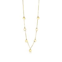 14 Karaats Geelgouden fantasie Zinzi collier met 7 ronde plaatjes eraan, 43-45 cm - 213005