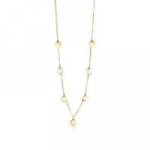 14 Karaats Geelgouden fantasie Zinzi collier met 7 ronde plaatjes eraan, 43-45 cm - 213005