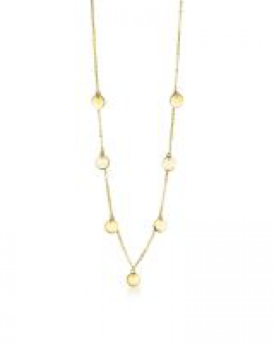 14 Karaats Geelgouden fantasie Zinzi collier met 7 ronde plaatjes eraan, 42-45 cm - 213005