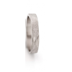 14 krt witgoudkleurige Ines Bouwen voorbeeldring handgesmeed, model 1_6, ca 4 mm breed - 213263