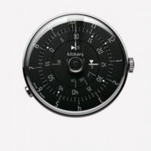 Klokers horloge met zwitsers uurwerk, serie Klok-01 / 44 mm , zwarte wijzerplaat met blauwe accenten - 212991