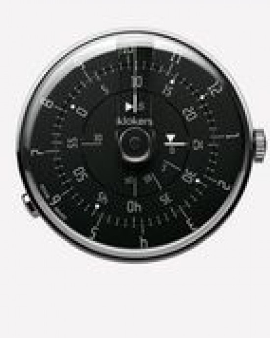 Klokers horloge met zwitsers uurwerk, serie Klok-01 / 44 mm , zwarte wijzerplaat met blauwe accenten - 212991