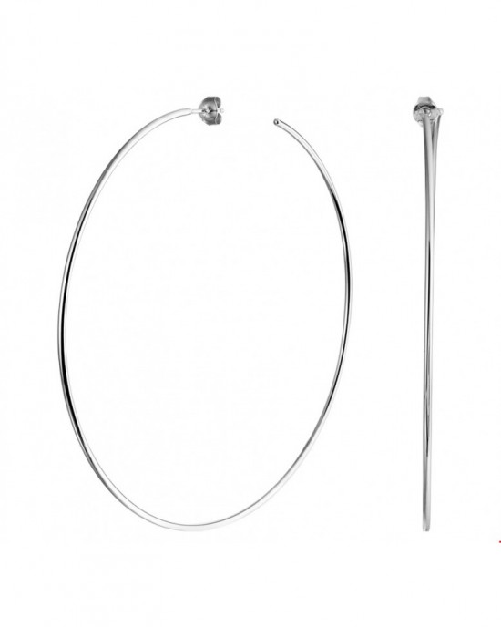 zilveren gerhodineerde grote steker creolen, ronde buis 90 x 1,5 mm - 210667