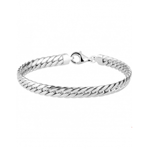 Zilveren bol gourmet geslepen armband gerhodineerd, breedte 6 mm en 19 cm lang - 210682