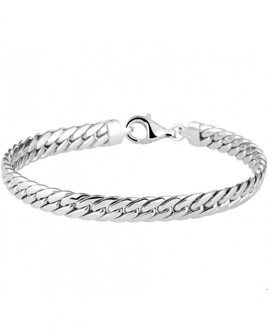 Zilveren bol gourmet geslepen armband gerhodineerd, breedte 6 mm en 19 cm lang - 210682