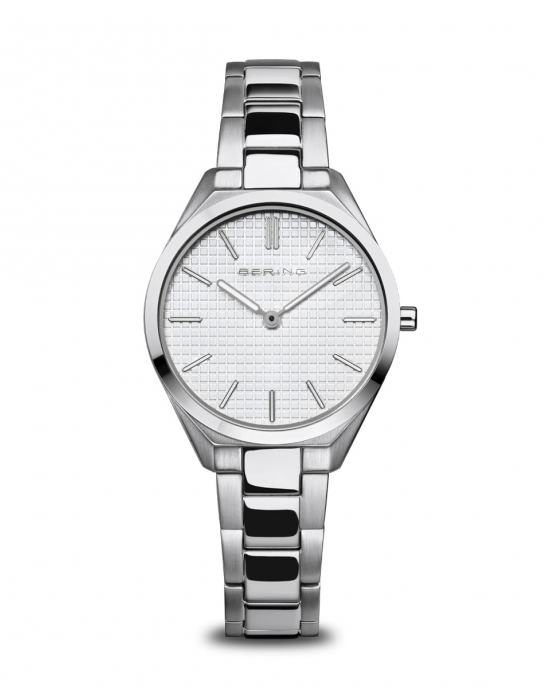 Bering horloge " Ultra Slim " stalen kast en stalen band , saffierglas en zilverkleurige wijzerplaat, 17231-700 - 213030