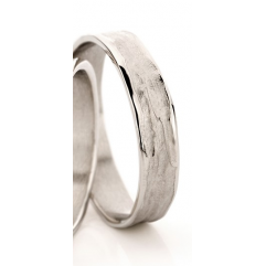 14 krt witgoudkleurige Ines Bouwen voorbeeldring model 22_1 ca 4,5 mm brede handgemaakte partnerring - 213248