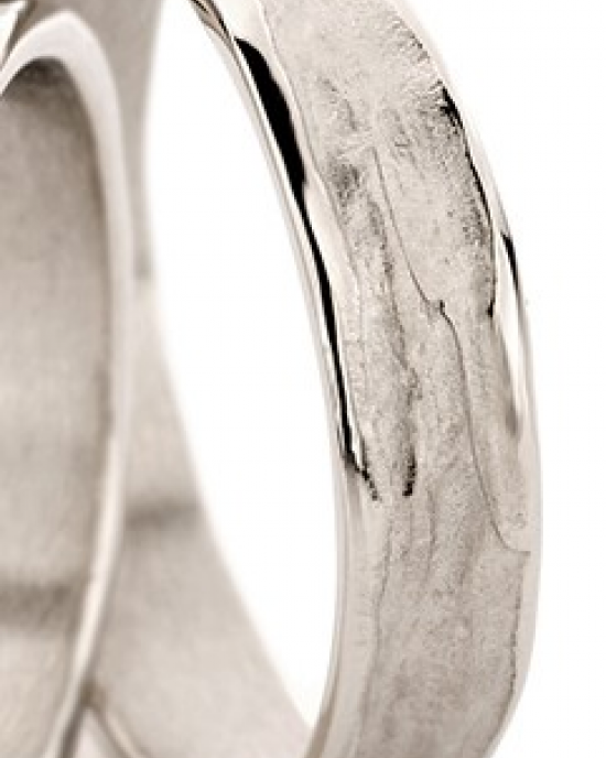 14 krt witgoudkleurige Ines Bouwen voorbeeldring model 22_1 ca 4,5 mm brede handgemaakte partnerring - 213248