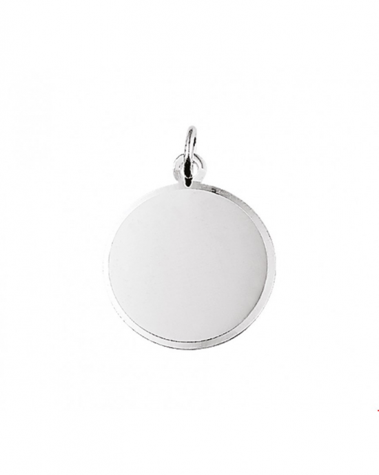 Zilveren graveerplaatje,  rond met facetrand 20 mm - 210945