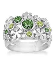 zilveren rabinovich ring met bloemmotief, groene kwarts en peridoot - 211076