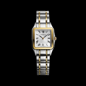 Herbelin horloge " Luna square " zwitsers uurwerk, bicolor stalen kast en band,  saffierglas , wijzerplaat zilverkleur met romeinse index - 211107