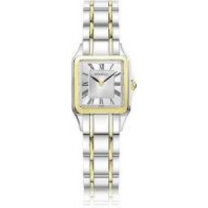 Herbelin horloge " Luna square " zwitsers uurwerk, bicolor stalen kast en band,  saffierglas , wijzerplaat zilverkleur met romeinse index - 211107