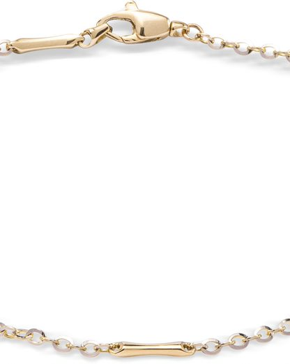 14 karaats geel- en witgouden Monzario fantasieschakel armband, model 1187a, lengte is 18,5 cm en voorzien van een karabijnhaak - 211119