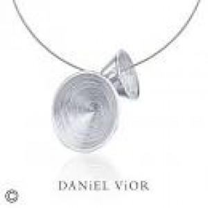 zilveren Daniel Vior hanger gerhodineerd, model Conus; verfraaid met blauw emaille - 213043