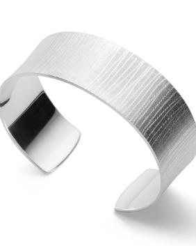 Bastian zilveren klemarmband, in lijnen gematteerd - 211227