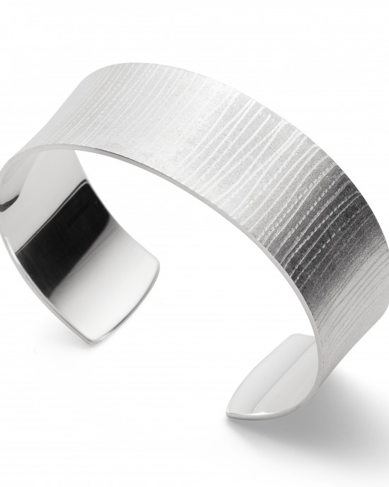 Bastian zilveren klemarmband, in lijnen gematteerd - 211227