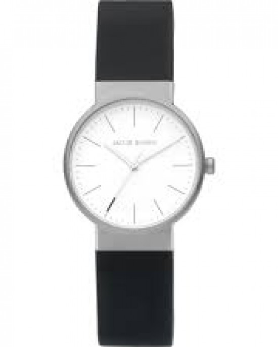 Jacob Jensen horloge model 190 Timeless Nordic, zilverkleurige wijzerplaat + blauw accent + saffierglas en voorzien van rubberen band - 214748