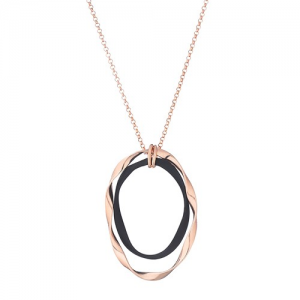 Marcello Pane fantasie hanger inclusief jasseronschakel lengte collier , combinatie van zilveren schakels rosé verguld en zwart gevulkaniseerde rubberen schakels - 214492