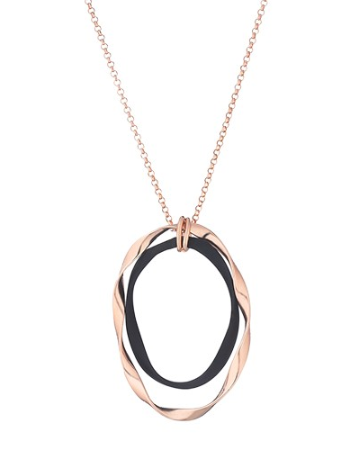 Marcello Pane fantasie hanger inclusief jasseronschakel lengte collier , combinatie van zilveren schakels rosé verguld en zwart gevulkaniseerde rubberen schakels - 214492