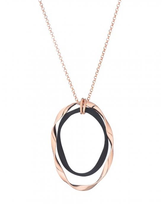 Marcello Pane fantasie hanger inclusief jasseronschakel lengte collier , combinatie van zilveren schakels rosé verguld en zwart gevulkaniseerde rubberen schakels - 214492