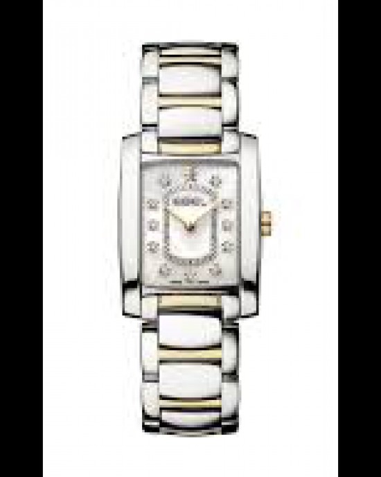 een stalen Ebel Brasilia horloge met staal/18 krt geelgouden kast en staal/geel pvd band, parelmoer wijzerplaat en 11 x diamant op wijzerplaat totaal 0,072 G/Si - 212602
