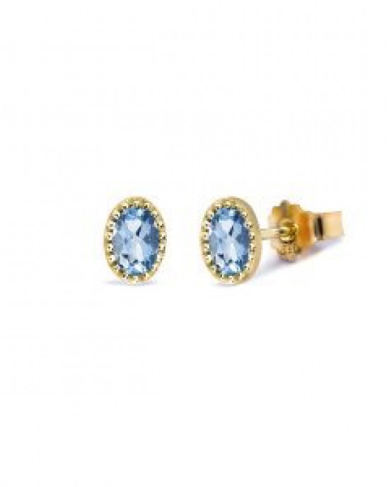 14 krt witgouden Miss Spring kleursteen oorstekers " Ma Petite " waarin ovaal en gefacetteerd geslepen lichtblauwe topazen zijn gezet - 211579