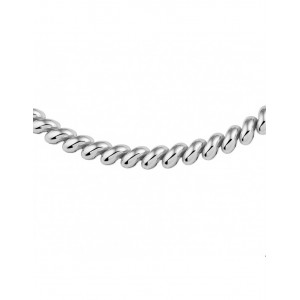 zilveren gerhodineerde fantasieschakel collier, half bolle schakels, 45 cm - 211594