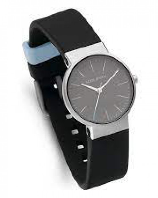 Jacob Jensen horloge model 192 Timeless Nordic, grijze wijzerplaat + rood accent + saffierglas en voorzien van rubberen band - 214750