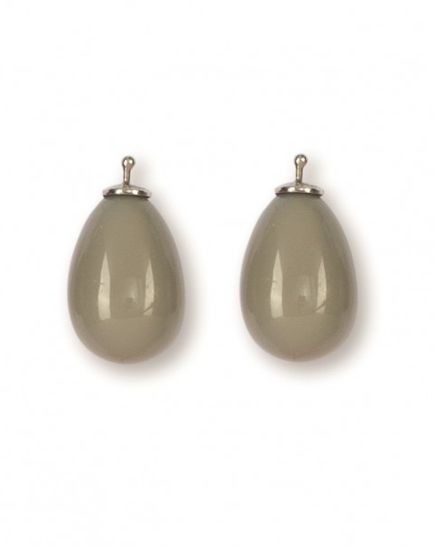 Heide Heinzendorff, van quartzglas handvervaardige druppelvormige creoolhangers 16 mm met zilveren dopje , kleurnr : 92 - 213213