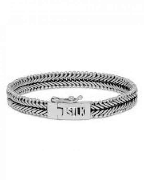 Zilveren Silk armband,deels geoxydeerd met insteekveer en veiligheidsachtje, model 235 op 18 cm - 211856