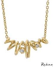 Zilveren Rabinovich choker, geel verguld, verfraaid met topaas , 42 + 3 cm - 212033