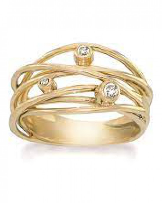 Zilveren Rabinovich fantasie Ring " Sparkling Dream " geel verguld, meerdere draden en verfraaid met topaas, 70303306 - 212041