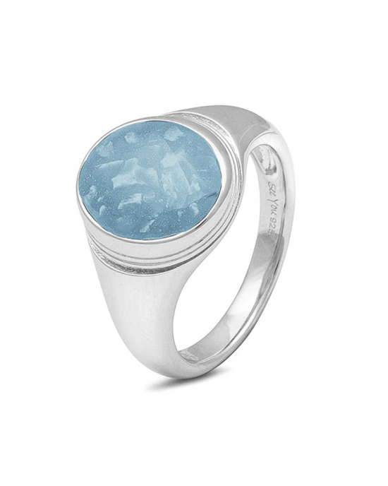 zilveren " See You Memorial " fantasie cachet ring waarvan de kop een ovale askamer heeft - 214319