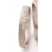 18 karaats champagnekleurig gouden Ines Bouwen trouwring model 1_6, verfraaid met 6 x 0,01 crt briljant geslepen diamant VVS/F, breedte ca 3,4 mm - 212271