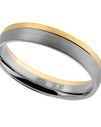 14 krt wit en geelgouden Aller Spanninga partnerring mat model 440 AS,  4,5 mm x 1,6mm ringmaat 20 - 213153