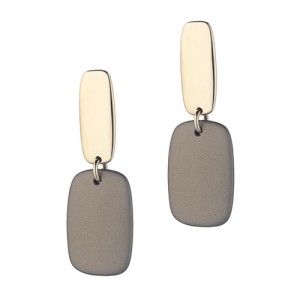 Marcello Pane oorsieraden zilver geel verguld met olijfkleurig gevulkaniseerd rubber - 212440