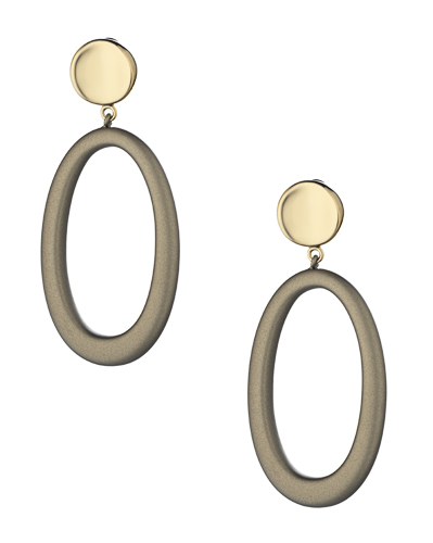 Marcello Pane oorsieraden zilver geel verguld met olijfkleurig gevulkaniseerd rubber - 212442