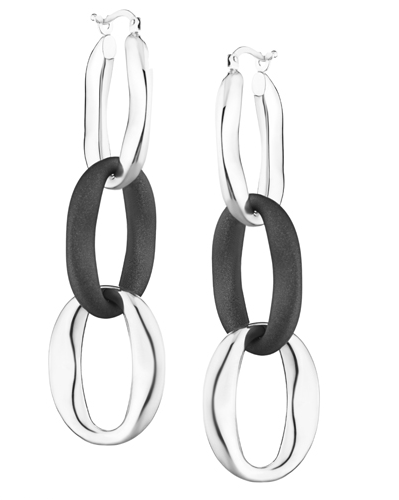 Marcello Pane oorsieraden zilver met zwart gevulkaniseerd rubber - 212444