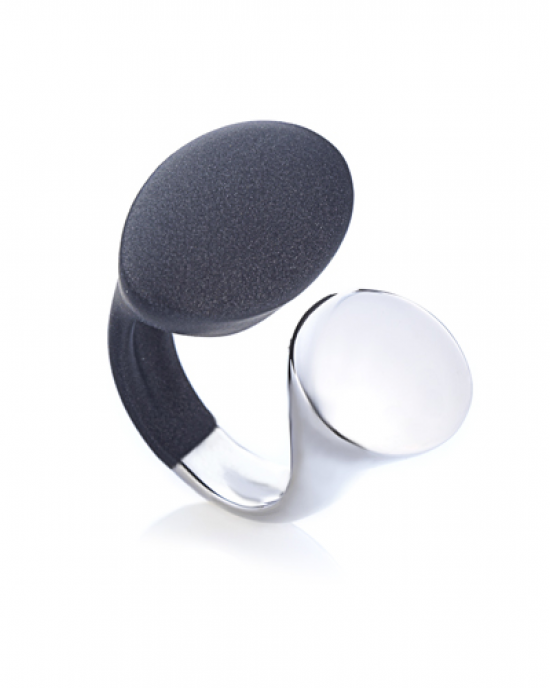Marcello Pane fantasiering zilver met zwart gevulkaniseerd rubber - 212446