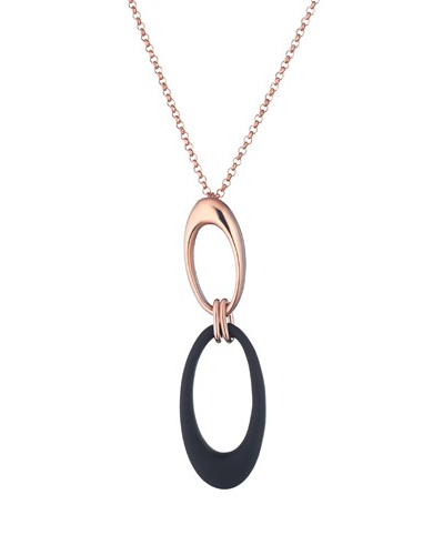 Marcello Pane fantasie hanger inclusief jasseronschakel lengte collier , combinatie van zilveren schakels rosé verguld en zwart gevulkaniseerde rubberen schakels - 212463