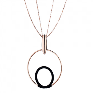 Marcello Pane fantasie hanger inclusief jasseronschakel lengte collier , combinatie van zilveren schakels rosé verguld en zwart gevulkaniseerde rubberen schakels - 212466