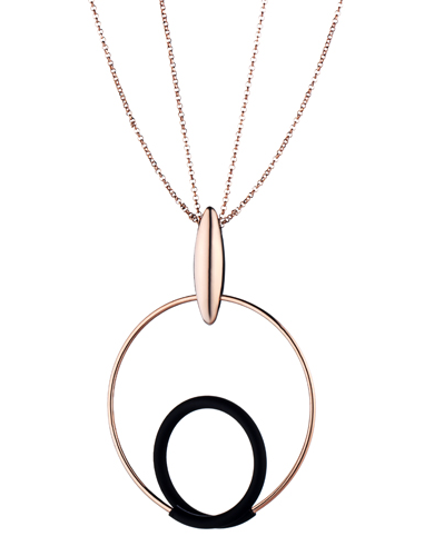 Marcello Pane fantasie hanger inclusief jasseronschakel lengte collier , combinatie van zilveren schakels rosé verguld en zwart gevulkaniseerde rubberen schakels - 212466