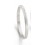 Ines Bouwen 14 karaats handgemaakte witgoudkleurige voorbeeldring Model 54-11 ca 1,7 mm breed en verfraaid met 11 briljanten, totaal 0.05 ct - 213177